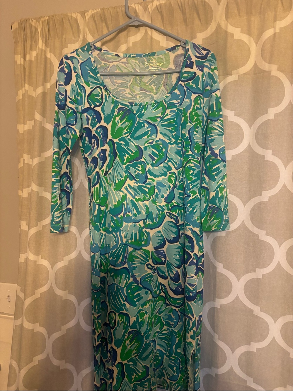 Lily pulitzer Vibrant Blue-Green Floral Midi Dress